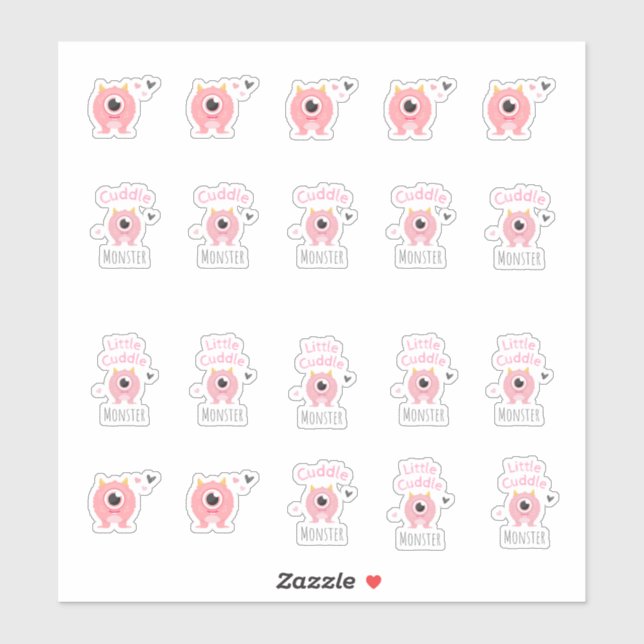 Adesivo Pink Cuddle Monster Stickers (Folha)