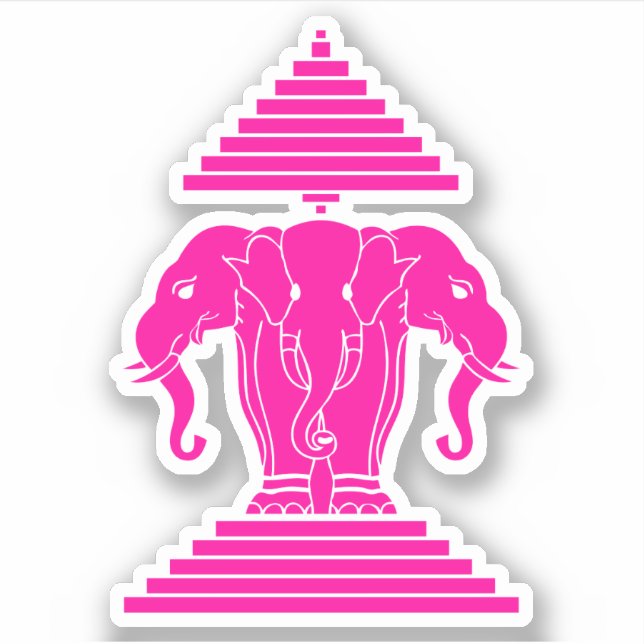 Adesivo Pink Erawan Três Elefante Lao/Laos Sinalizador (Frente)