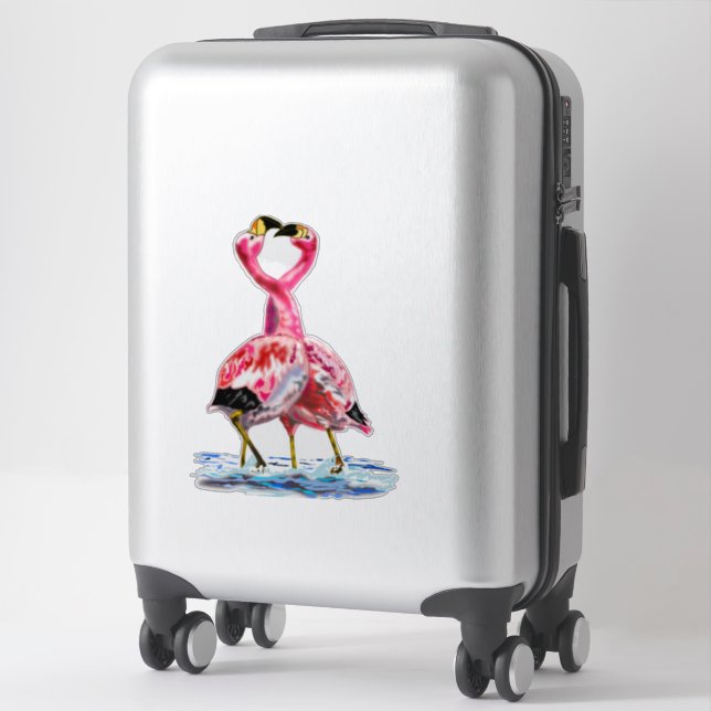 Adesivo Pink Flamingos Sticker Casal (Mala)