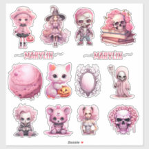 PINK GOTHIC HALLOWEEN PERSONALIZADO NOME CURSIVO