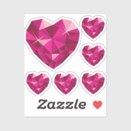 Adesivo Pink Heart Gemstone Custom-Cut Vinyl Sticker