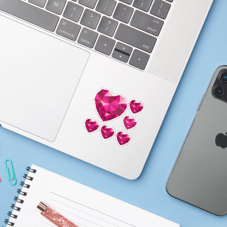 Adesivo Pink Heart Gemstone Custom-Cut Vinyl Sticker
