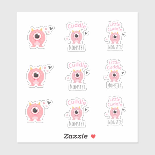 Adesivo Pink Little Cuddle Monster Stickers (Folha)