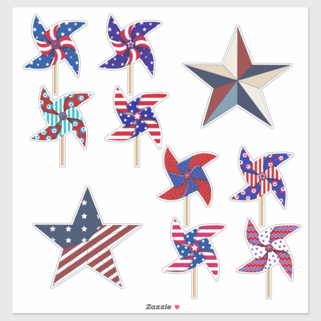 Adesivo Pinrodas e estrelas patriotas | 4 de julho (Folha)