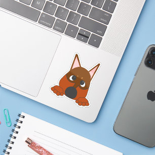 Adesivo Pinscher Miniatura Chocolate e Ferrugem Cartoon Pe