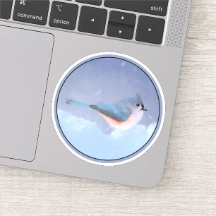 Adesivo Pintura com Titmouse Tufado - Arte original com Av