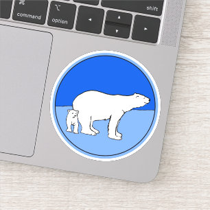 Adesivo Pintura da Mãe e Filhote de Urso Polar - Arte da V