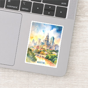 Adesivo Pintura de Aquarela da Cidade de Austin