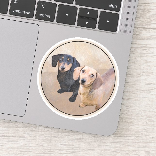 Adesivo Pintura de Dachshund (Smooth) - Arte de Cão Origin (Detalhe)