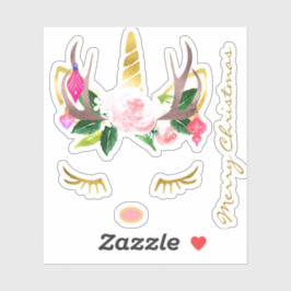 Adesivo Pintura de Natal Unicórnio Coloca-Colas Barris e N