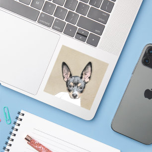 Adesivo Pintura de Rat Terrier - Arte de Cachorro Original