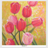 Pintura de Tulipas Rosa e Vermelha