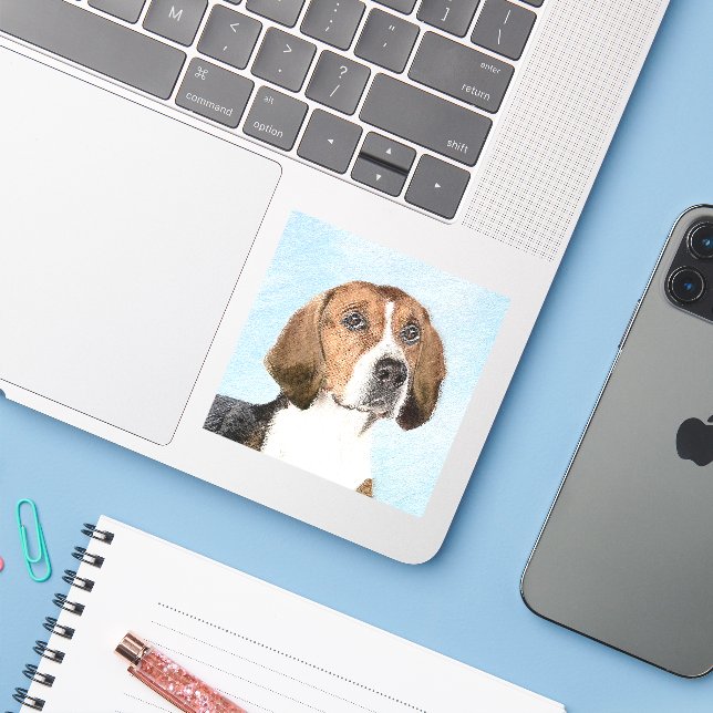 Adesivo Pintura Inglesa em Foxhound - Arte Cachorro Origin (Notebook com iPhone)