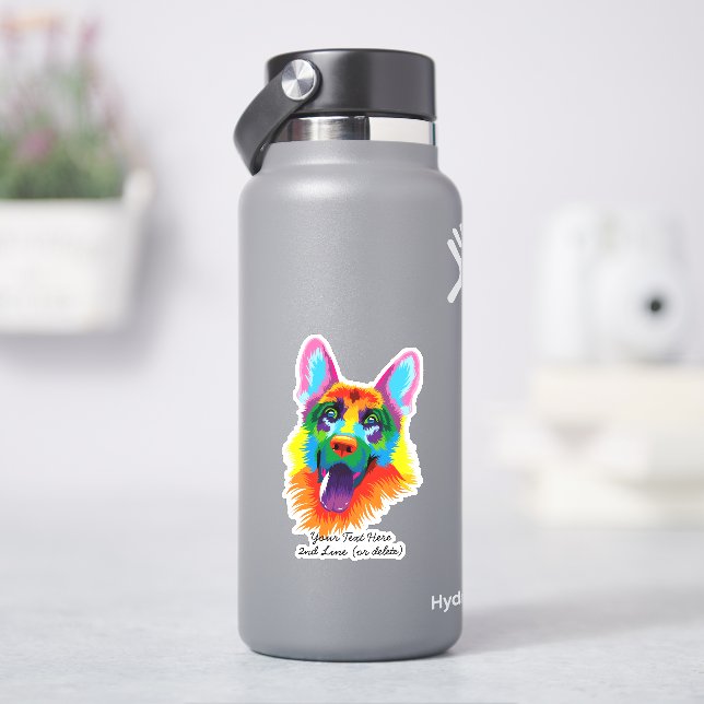 Adesivo Pintura Multicoloração do Cão german shepherd (HidroFlask)