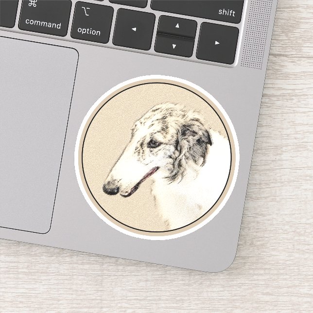Adesivo Pintura Original de Cachorro Borzoi (Silver Brindl (Detalhe)