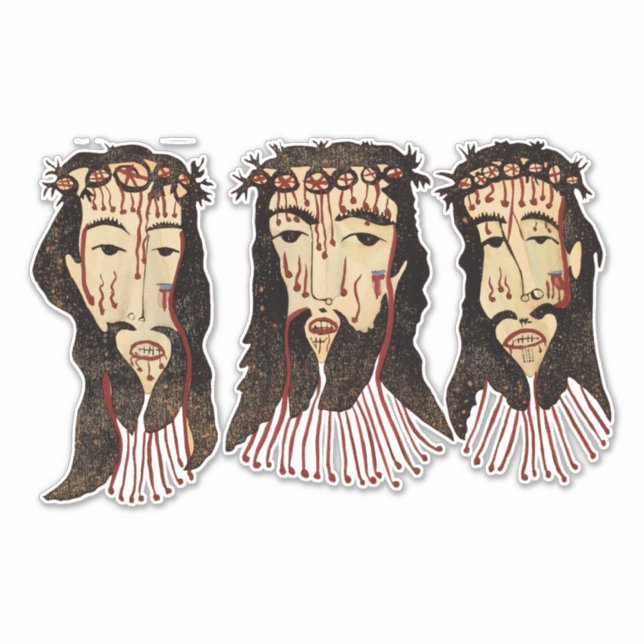 Adesivo Pintura popular de Jesus Cristo Thorn Crown (Frente)