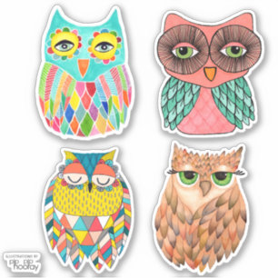 Adesivo Pip Pip Hooray Owls Ilustração Art Vinyl