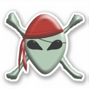 Adesivo Pirata Alien Jolly Roger