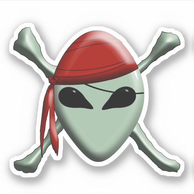 Adesivo Pirata Alien Jolly Roger (Frente)
