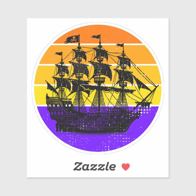 Adesivo Pirata Navio Vintage Sunset (Folha)