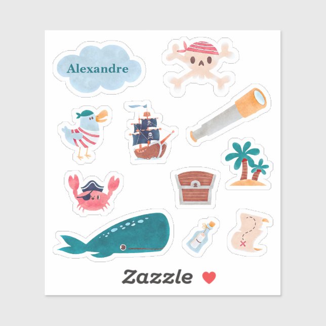 Adesivo Piratas do Caribe Ilha Oceano Baleia Meninos (Folha)