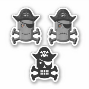 Adesivo Pirate Robot Jolly Roger 3 Pack