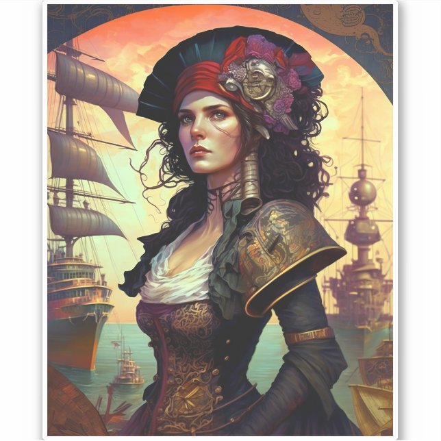 Adesivo Pirate Woman Fantasy Art (Frente)