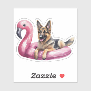 Adesivo Piscina de Verão german shepherd Floatie Watercolo
