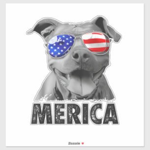 Adesivo Pit Bull 4 de julho Merica Men American Flag Sung