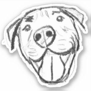 Adesivo pitbull desenhando simples cão amante branco preto
