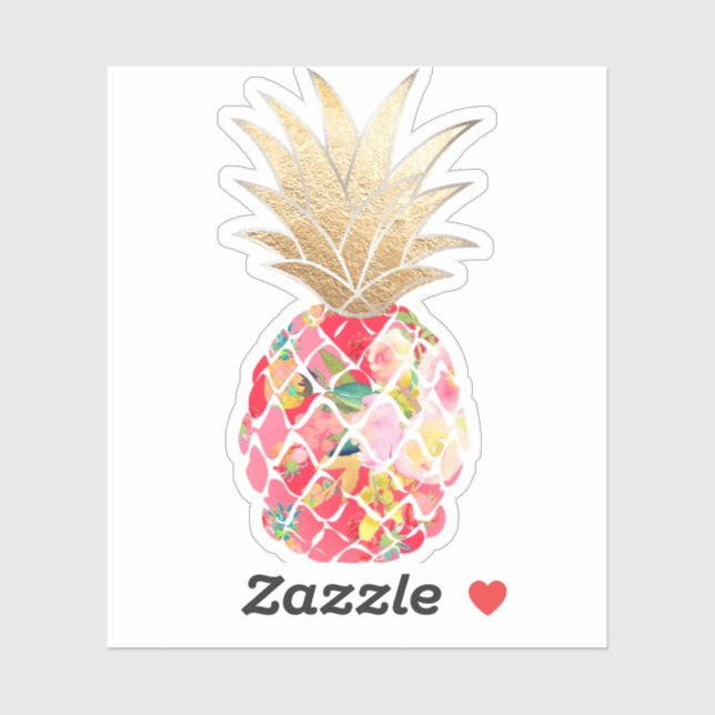 Adesivo PixDezines Abacaxi Aloha Raspberry, Falso Ouro (Folha)