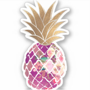 Adesivo PixDezines Burgundy Aloha Pineapple, Faux Gold