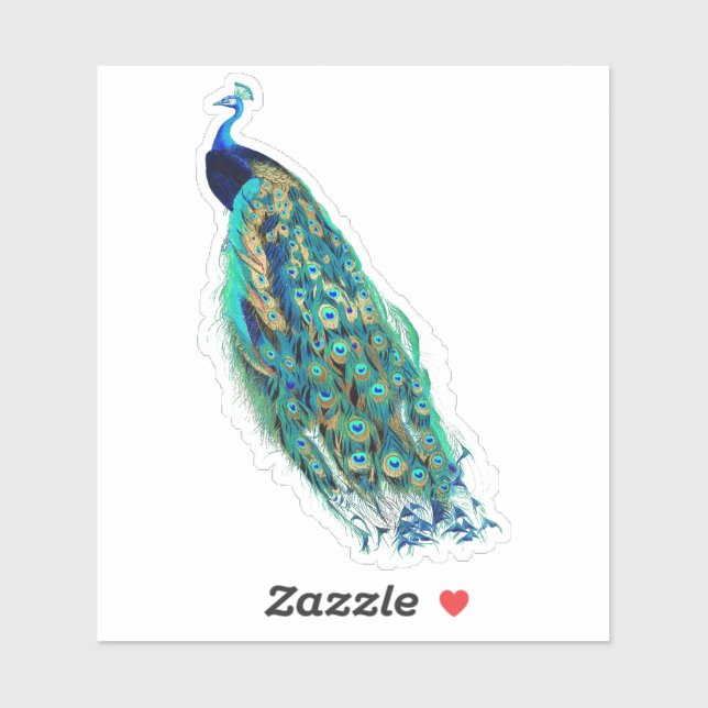 Adesivo PixDezines Vintage Peacock Verde Azul+Dourado (Folha)