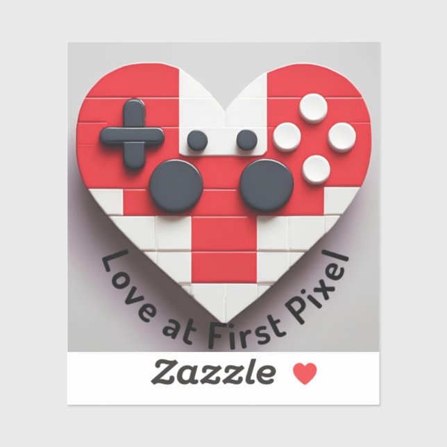 Adesivo Pixel Heart Gamer Sticker - Jogo de Vídeo Retroati (Folha)