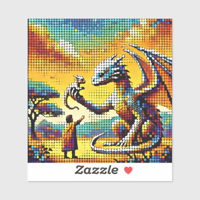 Adesivo pixelated image of a dragon trainer (Folha)