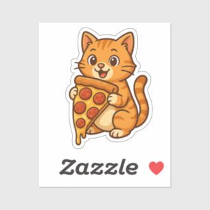 Adesivo Pizza-Adorante Gato-Pizza - Engraçado Kawaii Foodi
