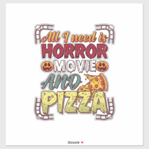 Adesivo Pizza de Filme de Terror Halloween Abóbora Crânio