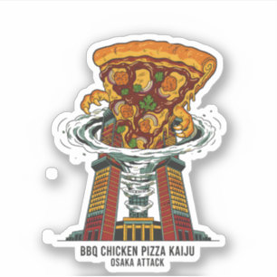 Adesivo Pizza de Frango BBQ Kaiju Osaka Ataque Monstro Art