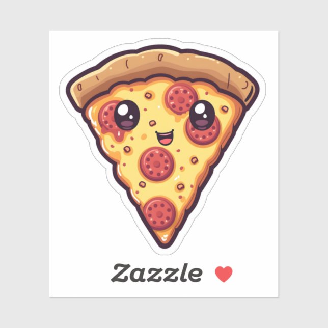 Adesivo Pizza Kawaii Fatia Fatia Fatia de Cartografia Pizz (Folha)