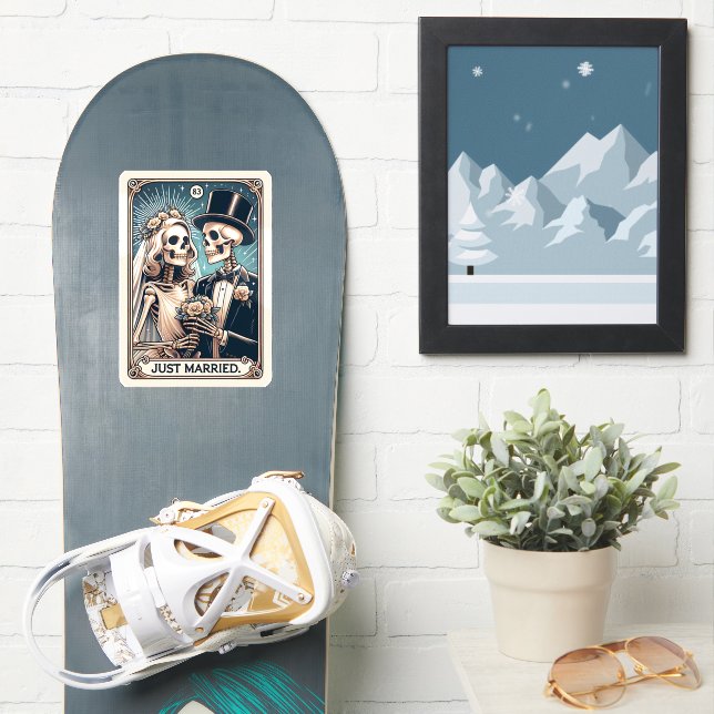 Adesivo Placa de Tarot de recem casados (Prancha de snowboard)
