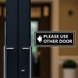 Adesivo Placa de Utilizar Outra Porta Com Seta Preta