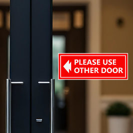 Adesivo Placa de Utilizar Outra Porta com Seta Vermelha