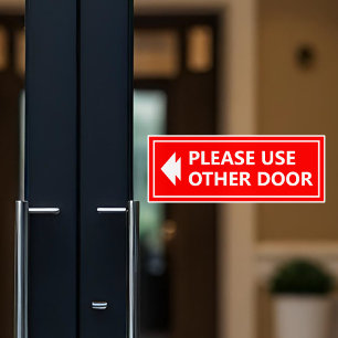 Adesivo Placa de Utilizar Outra Porta com Seta Vermelha