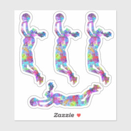 Adesivo Placas de aquarela para jogadores de basquete