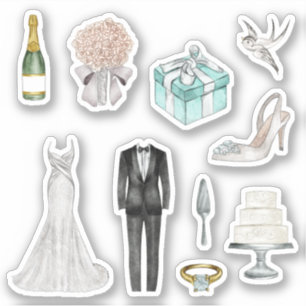 Adesivo Planejador de Casamento Noivo Noiva Branco Diverti