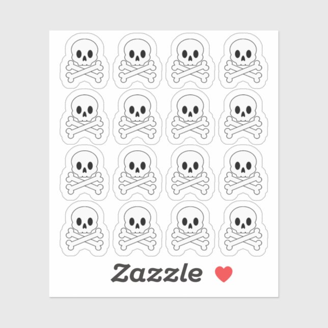 Adesivo Planejador de Halloween Doodle Caveira e Ossos Cru (Folha)