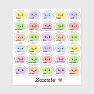 Adesivo Planejador Kawaii de Emoções do Cérebro Arco-Íris