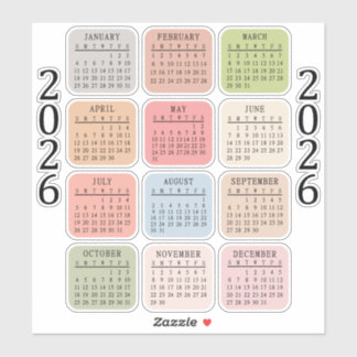 Adesivo Planejador Micro Calendário Bujo 2026