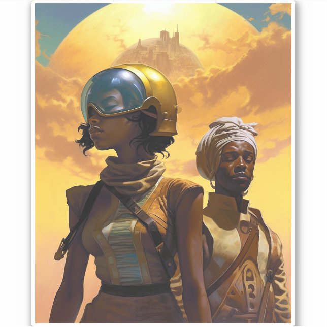 Adesivo Planet Explorers Ficção Científica Afrofuturista (Frente)