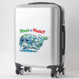 Adesivo Planeta ou Plástico? Salve a Baleia do Oceano.